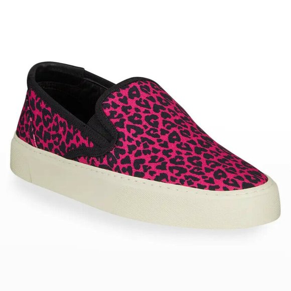 Saint Laurent Venice Leopard-Print Laceless Sneakers Size 38.5 - Picture 1 of 6